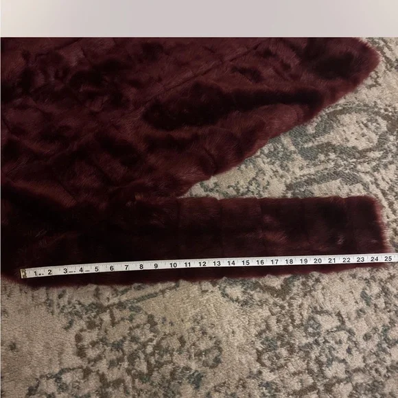 Mossimo Burgundy Faux Fur Long Coat - Picture 6 of 6